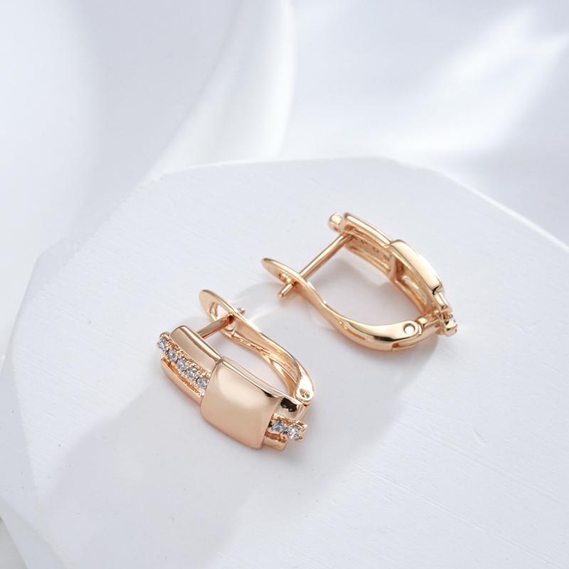 Ny trend glansig fyrkantig hängande örhänge för kvinnor ovanliga roséguldfärgade naturliga zirkonörhängen dagliga fina smycken