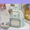 Fashionable Star Patterned Student Backpack With Transparent Compartment For Daily Use