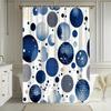 1pc Round Pattern Shower Curtain Modern Style Bathtub Partition Hanging Fabric Curtain with Interesting Blue And White Bubble