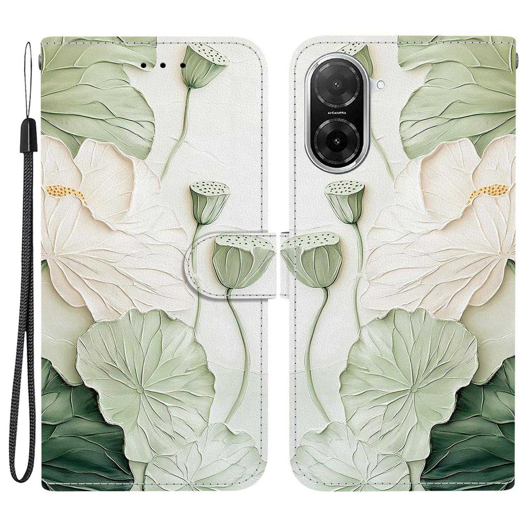 For Xiaomi Redmi A5 4G (171.7mm)/Poco C71 4G Wallet Case Pattern Printing Leather Stand Phone Cover with Strap