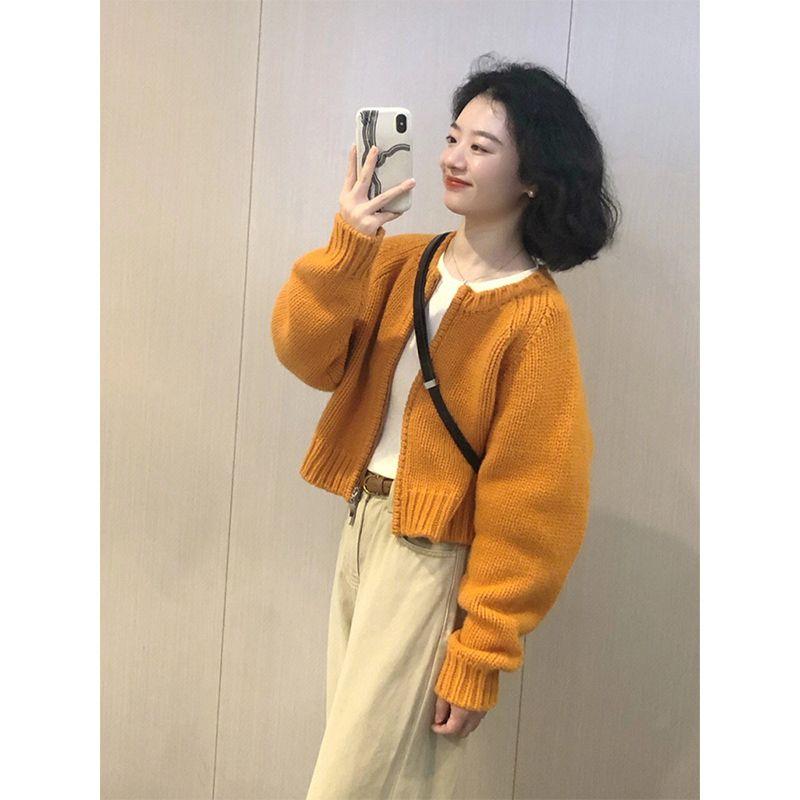 

Оранжевое весенне-осеннее пальто Шикарные топы Вязаный кардиган Orange XL