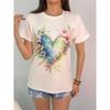 Casual Women's Short Sleeve Tops Colorblocking Floral 3D Print Round Neck Tops Fashion Short Sleeve T Shirt Women's Clothing