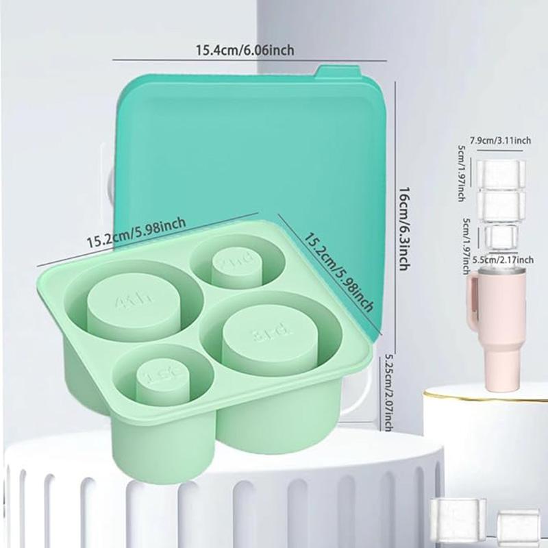 2/3/4/30 Grid Ice Cube Tray Mold for Tumbler Stanley Cup Silicone Cylinder Ice Cube Maker Mold with Lid For 20oz 30oz 40oz