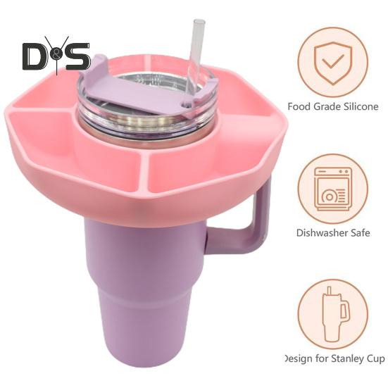 Bicchiere in silicone Piatto per snack 4 scomparti Grande capacità Portatile per picnic all'aperto Stadio per bevande Tazza per popcorn Contenitore per ciotola Vassoio