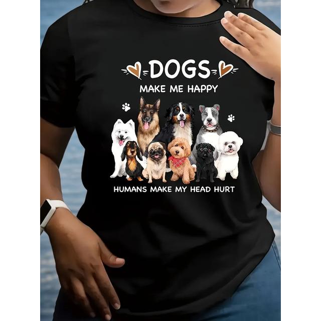 Camiseta Dogs Make Me Happy Humans Make My Head Hurt XXL