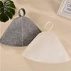Samcos Sauna Hat 2-Color Set Wool Felt Towel Fabric Washable Sauna Cap with Handle Simple for Middle Long Hair Men Women White Gray Unisex