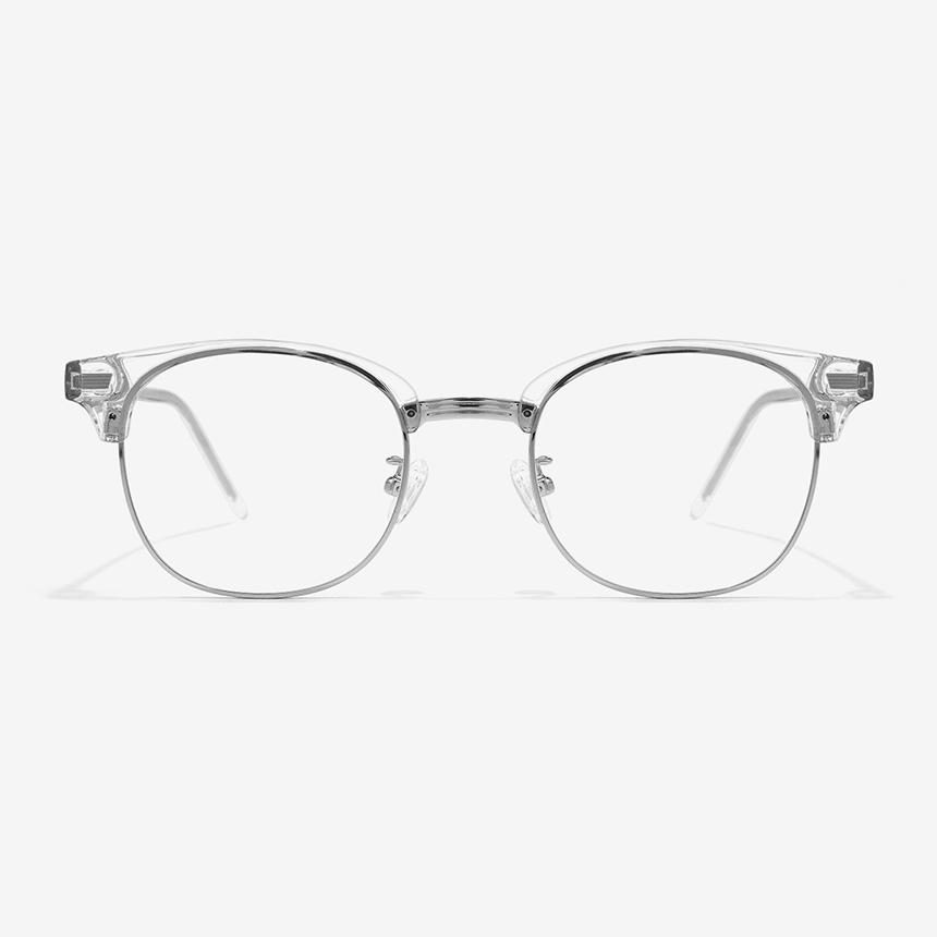 Seutailwokeu Style7 Clsv_Clear & Silver Classic Half-Rim Stylework Eyeglass Frames