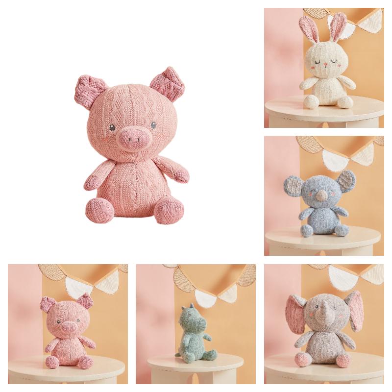 Rabbit Toy Knitted Elephant Pig Plush Baby Comforter Doll Home Decoration Gift