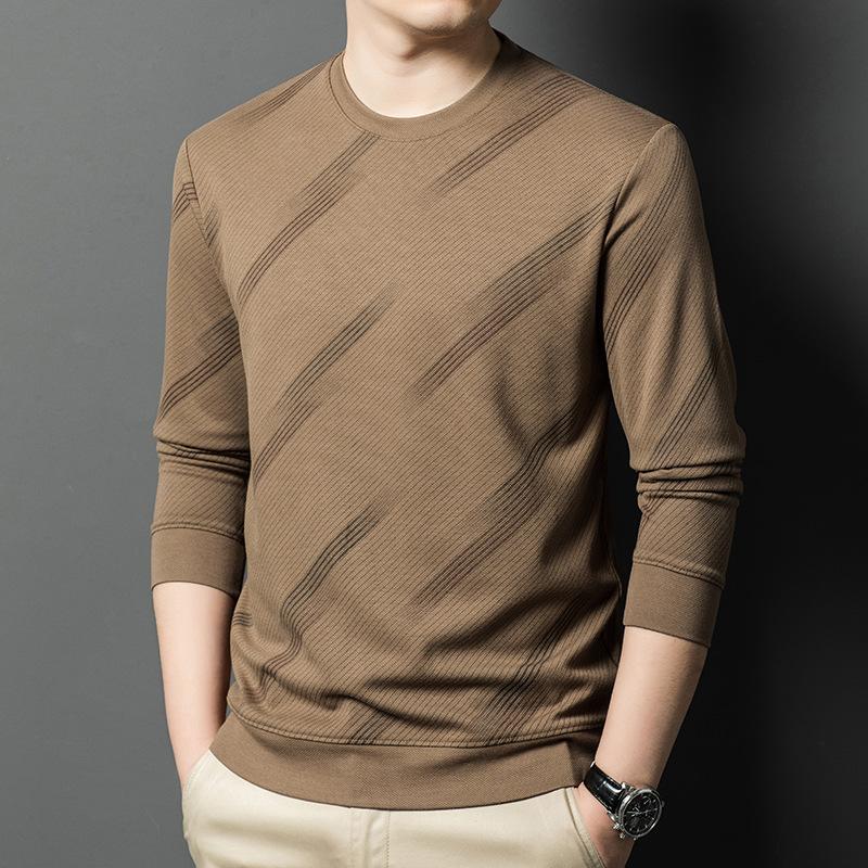Sweater Men's Spring and Autumn High-end Trend Brand Men's Long Sleeve T-Shirt Crew Neck Pullover Bottom Shirt