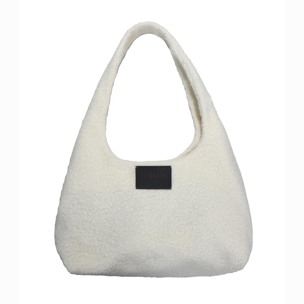 Sio Ribbon Fluffy Shoulder Bag [Ivory]