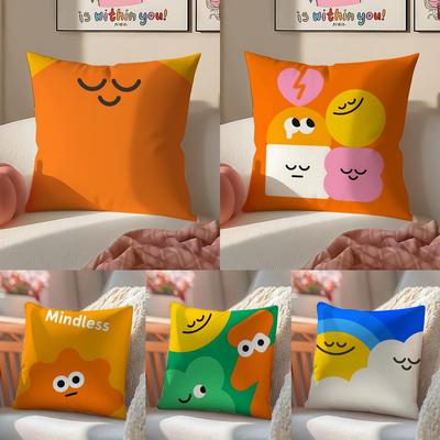 Cute Cozy HHeadspaces Art Cushion Cover Pillowcase Short Plush Invisible Zipper Room Sofa Cushion Cover