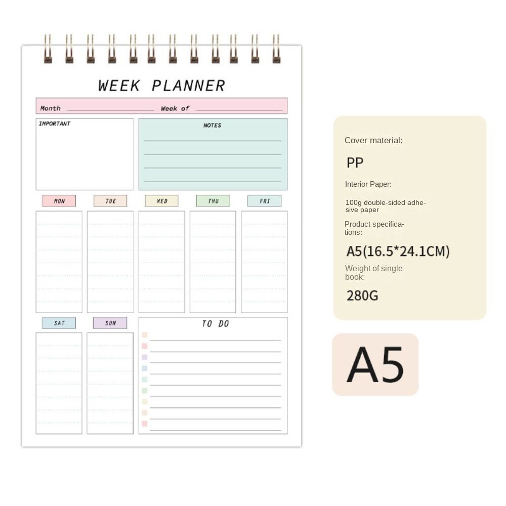 Spiral Notepad To Do List Notebook Stationery Weekly Planner Notebook Schedule Book  Desktop Note