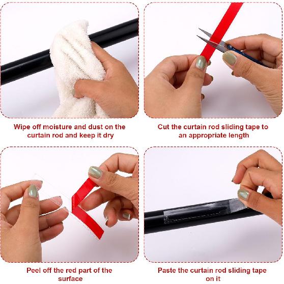 26ft Curtain Glide Tape Clear, Smooth and Silent Drapery Ring Glide Tape for Sliding Drapery