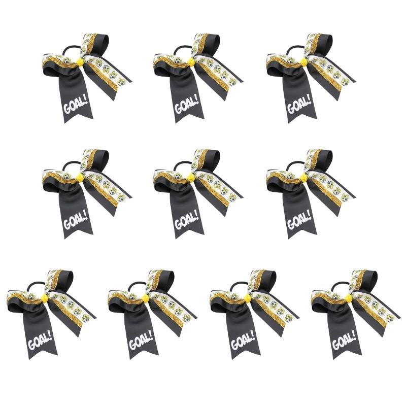 10PCS Soccer Themed Fabric Hair Bowknots Supporter Hair Decorations Perfect For Sports Event And Celebration