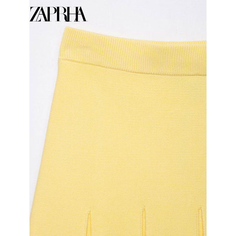 Zaprha 2025 Summer New Fashion Wide Pleat Simple and Versatile Casual Knitted Mini Skirt 5755040