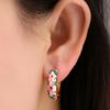 Stainless Steel Flower Hoop Earrings with Colorful Zircon Round Huggies Earrings
