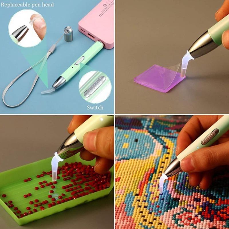 USB Rechargeable Lighting Point Drill Pen for 5D Diamond Painting DIY Tools Drill Pen Diamond Embroidery Accessories