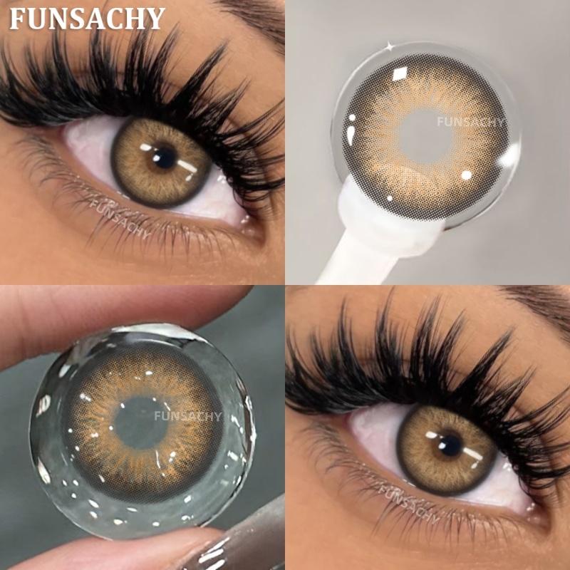 FUNSACHY Natural Contact Lenses 2pcs Blue Green Contact Lenses Color Eye Makeup Gray Pupil and Eyes Color Fashion Beauty Lenses