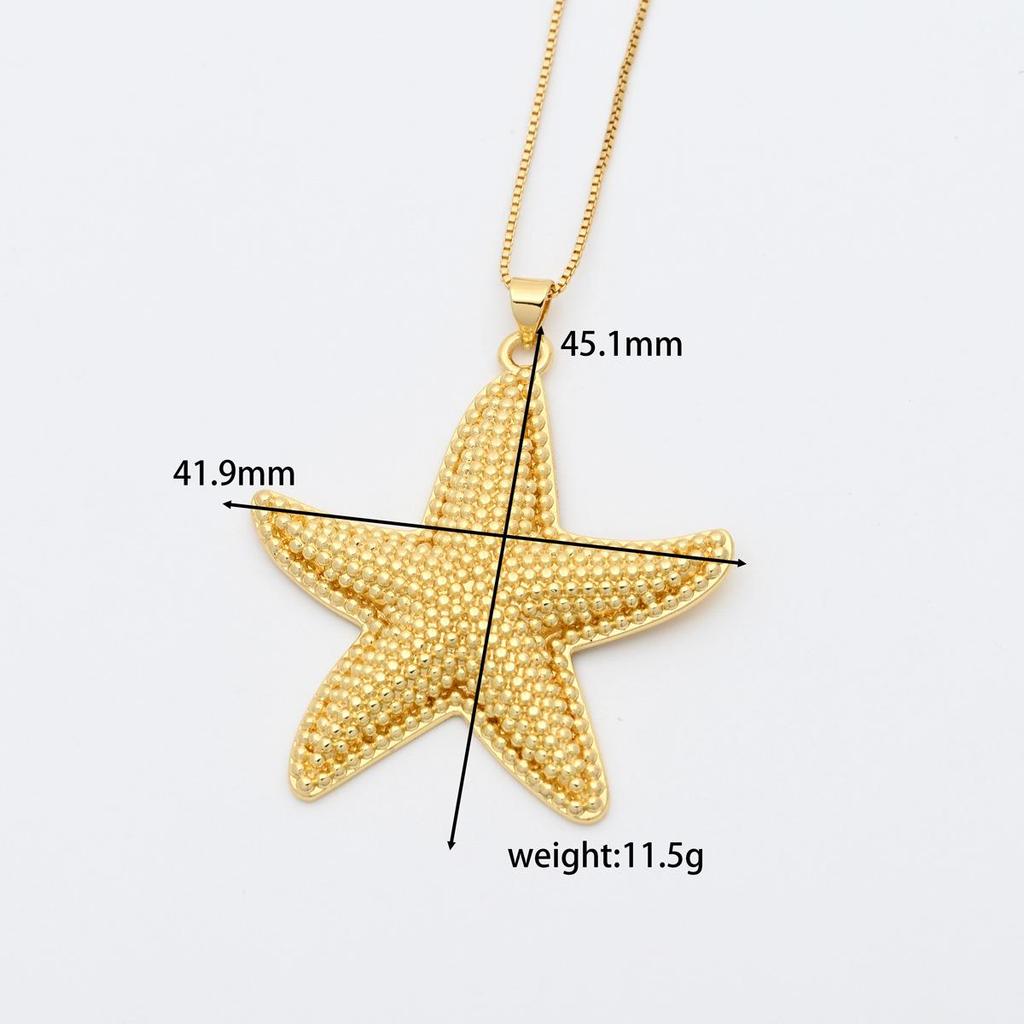 European Ocean Life Starfish & Shell Gold-Plated Clavicle Pendant
