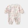 Autumn Rabbit Print Bowknot Baby Girl Romper Onesie