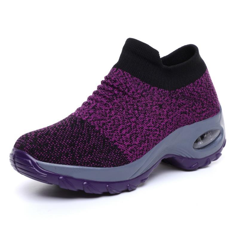 Large size dance shoes, sports and fitness single shoes, fly-woven mesh elastic socks, shoes 1 heightened No. 2