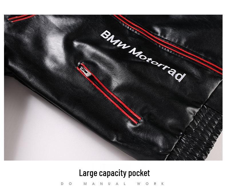 Unisex Waterproof PU Leather Racing Jacket: Embroidered American Motorcycle & F1 Suit for Autumn/Winter Riding