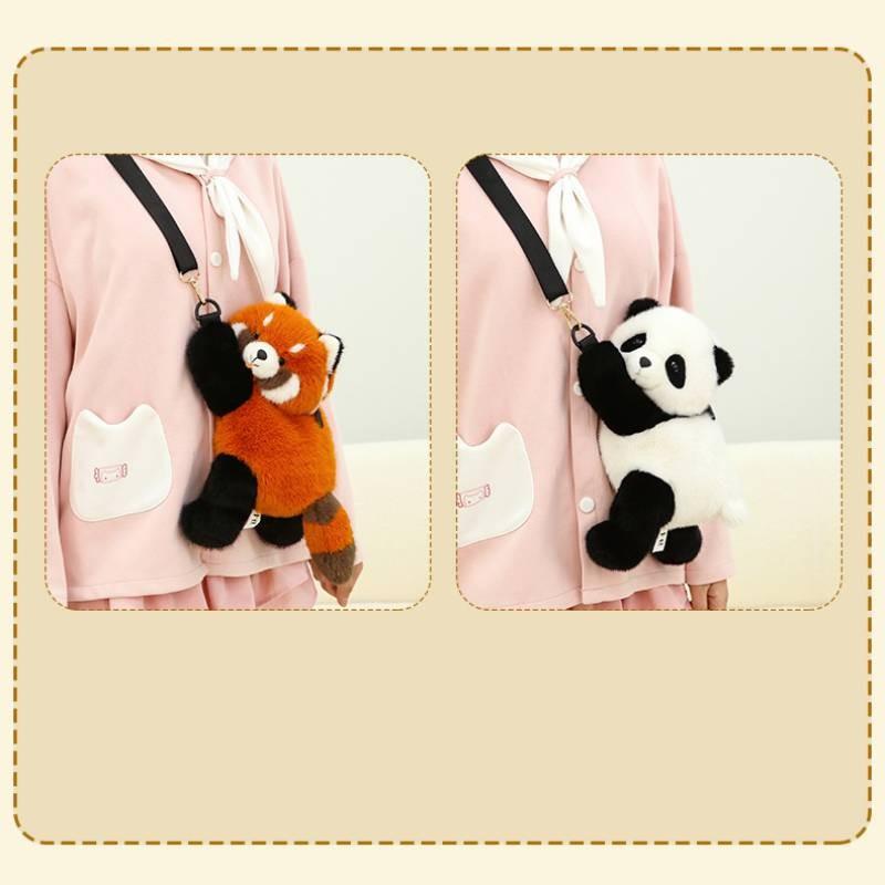 Crooked Head Bag Raccoon Panda Cute Plush Dolls Toy Children Gifts Birthday