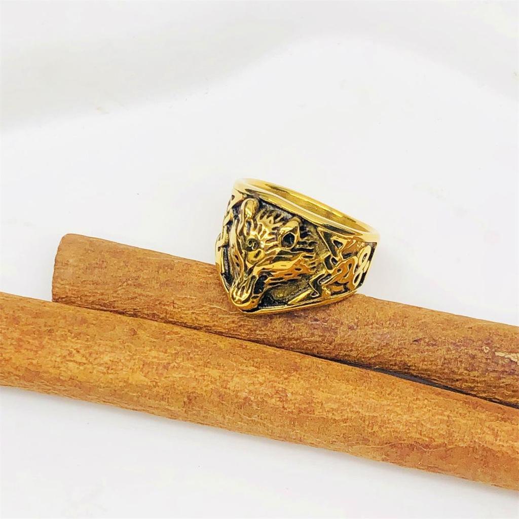 Nordic Celtic Wolf Stainless Steel Men's Open Ring Band