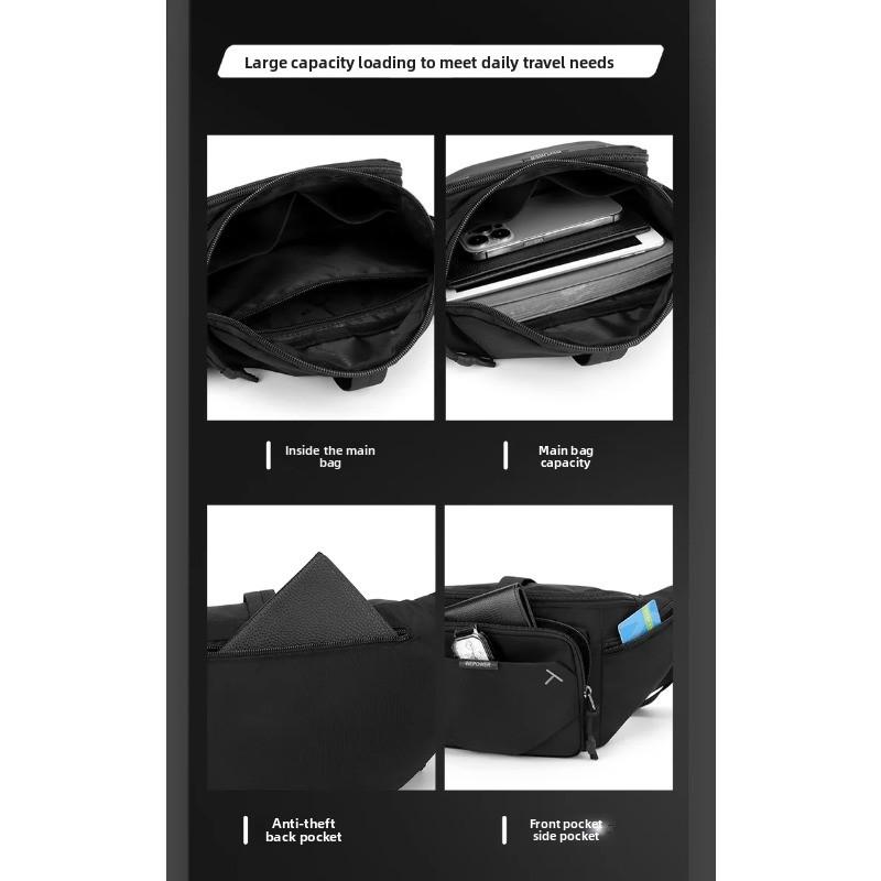 Men's Bag Waterproof Chest Bag Multi-functional Outdoor Sports Shoulder Bag Travel Portable Waist Pack Crossbody Sling