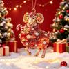 Artificial Rhinestone Goat Pendant 2D Flat Animal Hanging Decoration  Christmas Tree Ornament