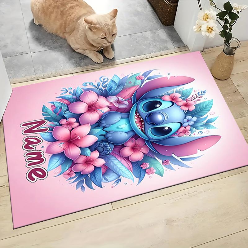 Custom Name Stitch's Sweet Delight Carpet Rug Customizable Soft Washable Anti-Slip Home Living Room Sofa Mats Personalized Rug. 0909366