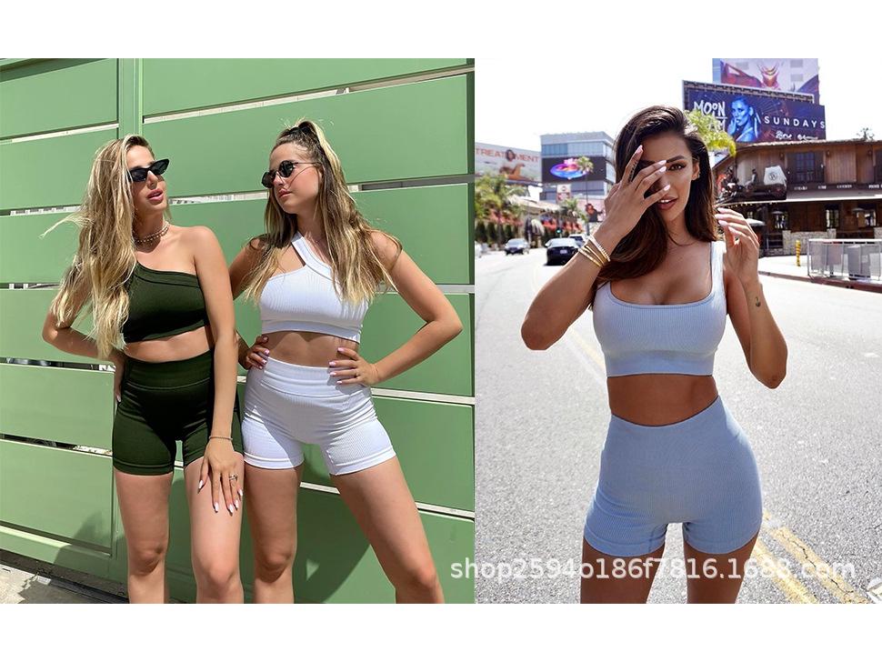 Nahtloses einfarbiges Yoga-Outfit: Sexy Rücken Dreiteiliges Set