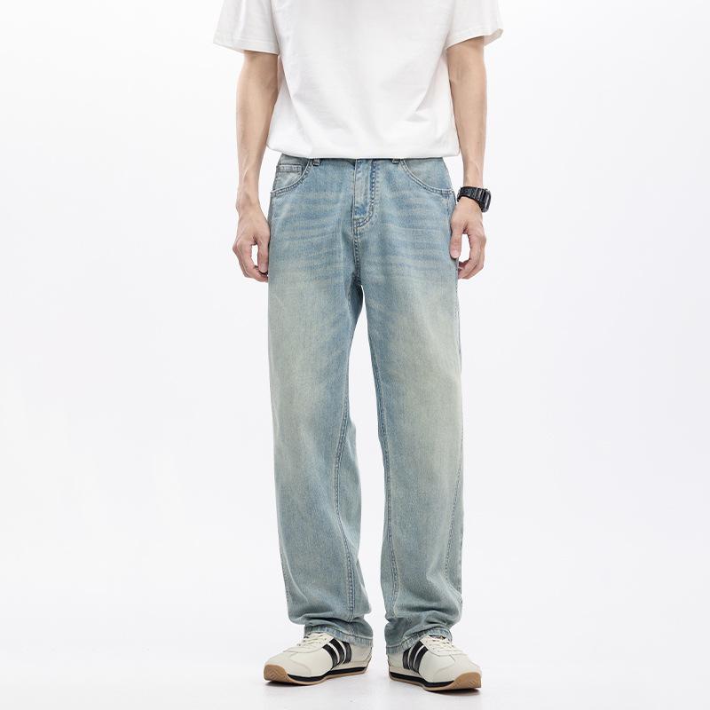 Light Blue Commuter Thin Summer New High Street Lyocell Tencel Loose Straight Casual Jeans Men Are Handsome
