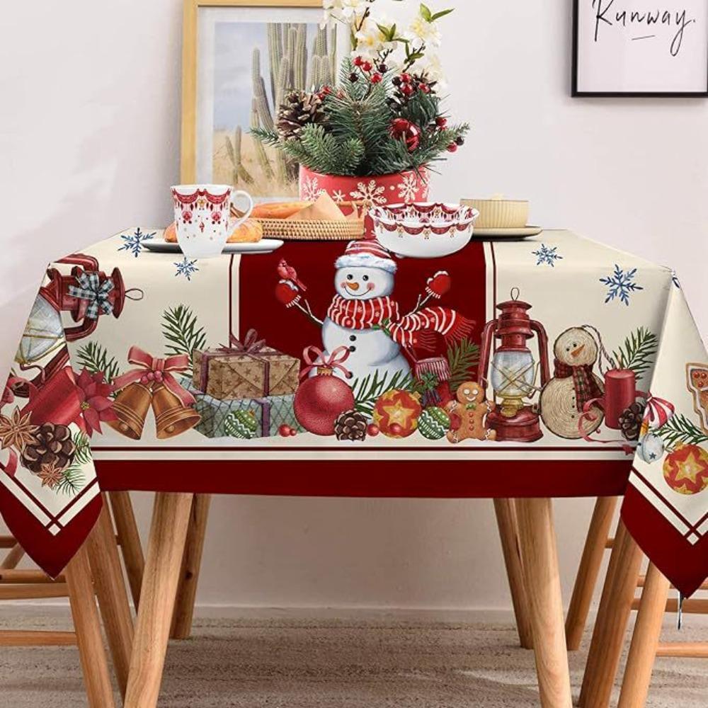 Elegant Red Christmas Tablecloth New Year Dining Table Cover Luxury Rectangular Coffee Table Cloth