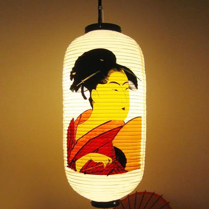 25x50cm Japanese Pvc Waterproof Lantern Geisha Hanging Korean Ramen Sashimi Cuisine Shop Restaurant Pub Decor Outdoor Lanterns