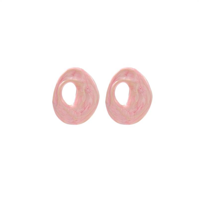 Geometric Hollow Drop Oil Earrings Women Zinc Alloy Studs In Pink Yellow White Boho Minimalist Fashion Jewelry Pink