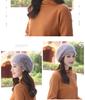 Women's Winter Fashion Knitted Wool Beret with Rabbit Fur - Cute Korean-Style Beanie