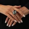 Goth Crystal Zircon Ring Grey Square Finger Rings Fashion Accessory Open Rings  Women