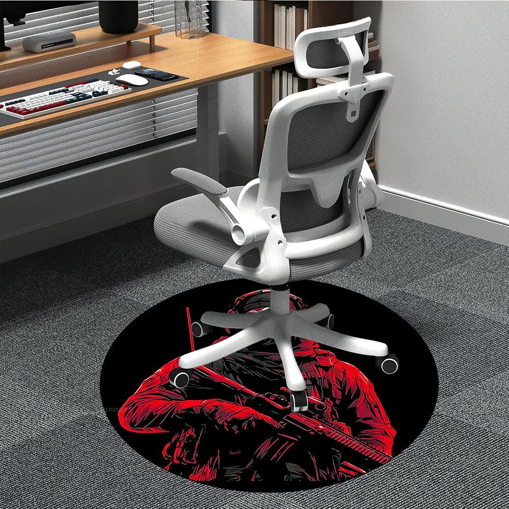 

1pc Skull Soldier Office Round Area Rug, Indoor Mat Suitable ForOffice, Under Office Chairs Bedroom Living Room Home Decor, Room Deco T005 80cm by 80cm