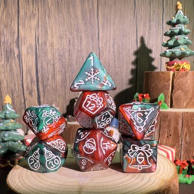 7pcs DND Dice Set Christmas Theme Polyhedral Dice for DND RPG Board Game Accessories