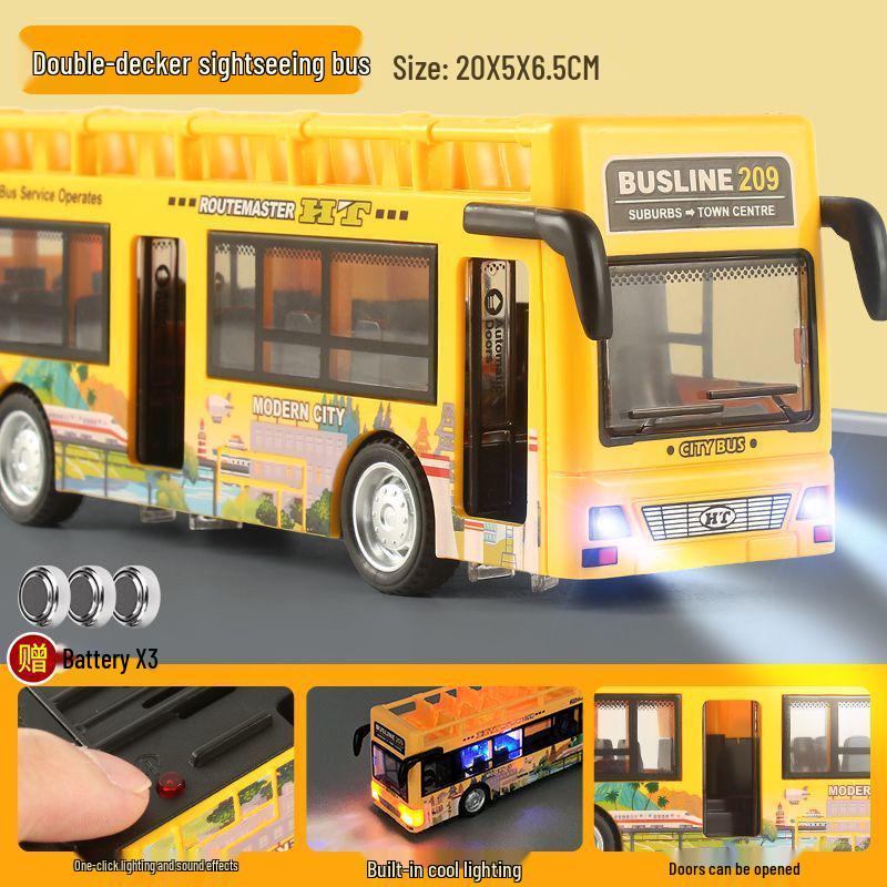 Children's Light & Sound Inertial Bus Toy with Opening Doors and Music