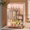 Dustproof Cosmetic Storage Box for Vanity Large Capacity Transparent Organizer Rack Cabinet for Skincare Home Use