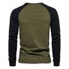 T-shirt a manica lunga da uomo, Maglia base a manica raglan in cotone, Top casual color block