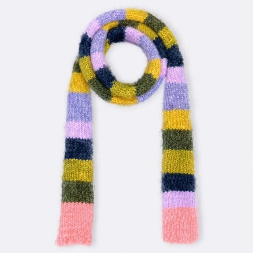 Y2K Style Sausage Thin Scarf Warm Color Splicing Rainbow Color Scarf Cold Weather