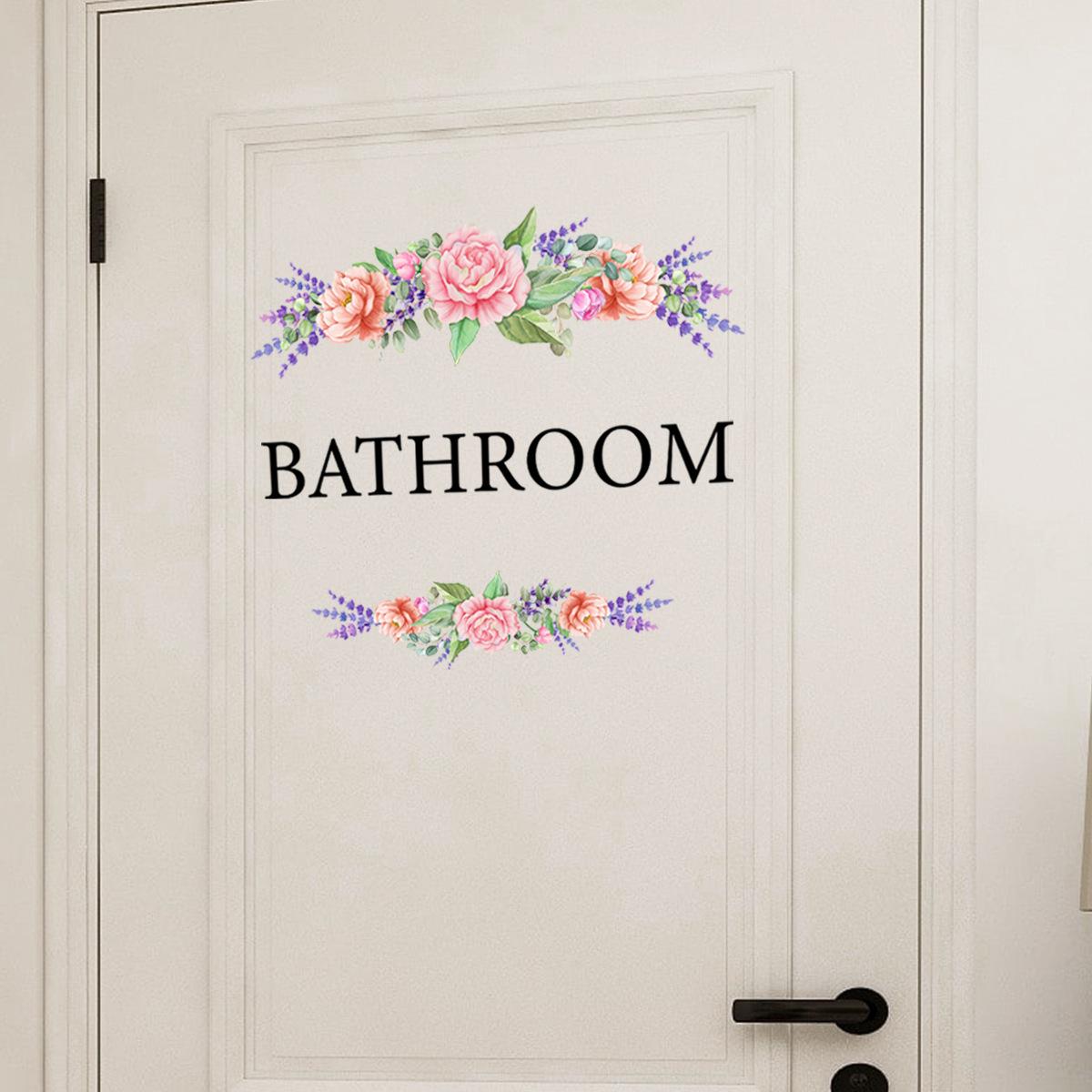 

Растительные цветы, ванная комната, наклейки на стену, наклейки на дверь, украшение для ванной комнаты, настенные самоклеящиеся наклейки, наклейки на стену