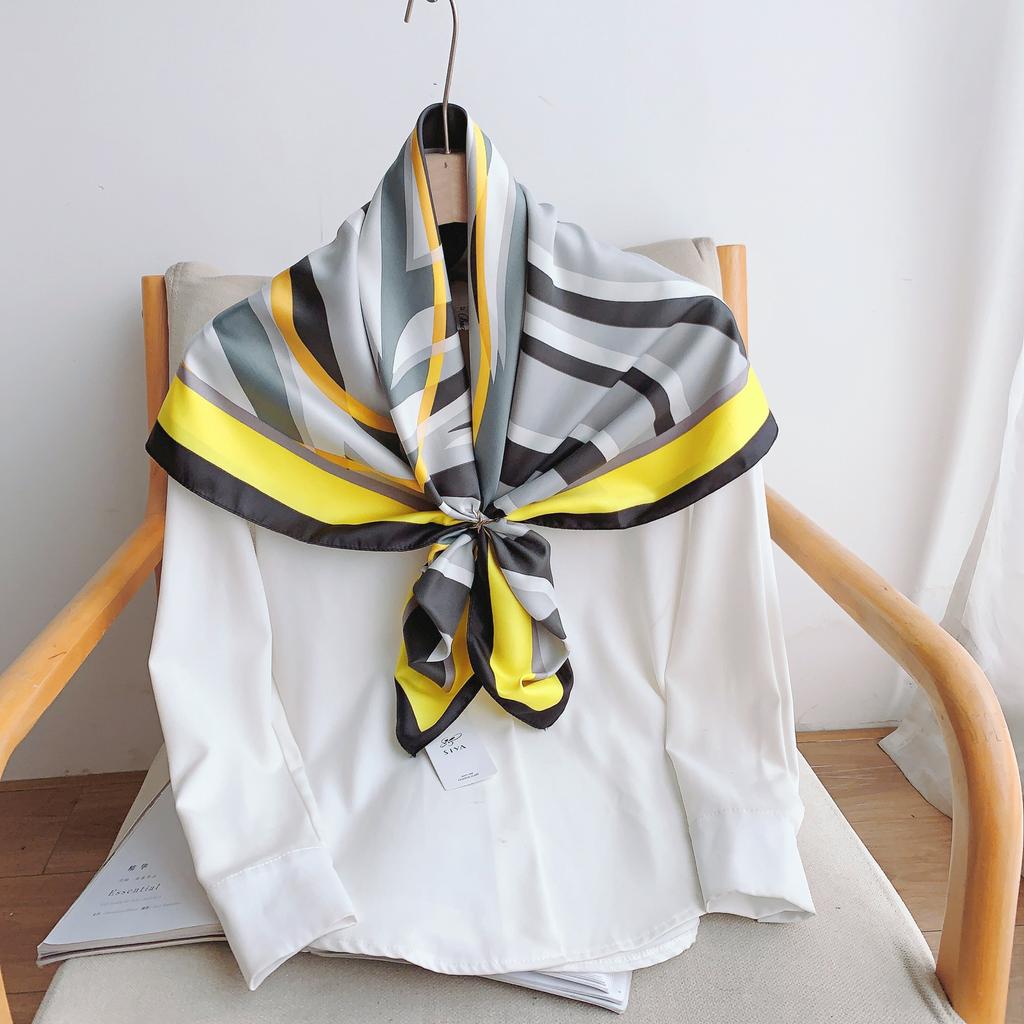 90CM Four Seasons Square Large Square Scarf Luxury Decorative Shirt Professional Headscarf Hairband Sunscreen Headscarf