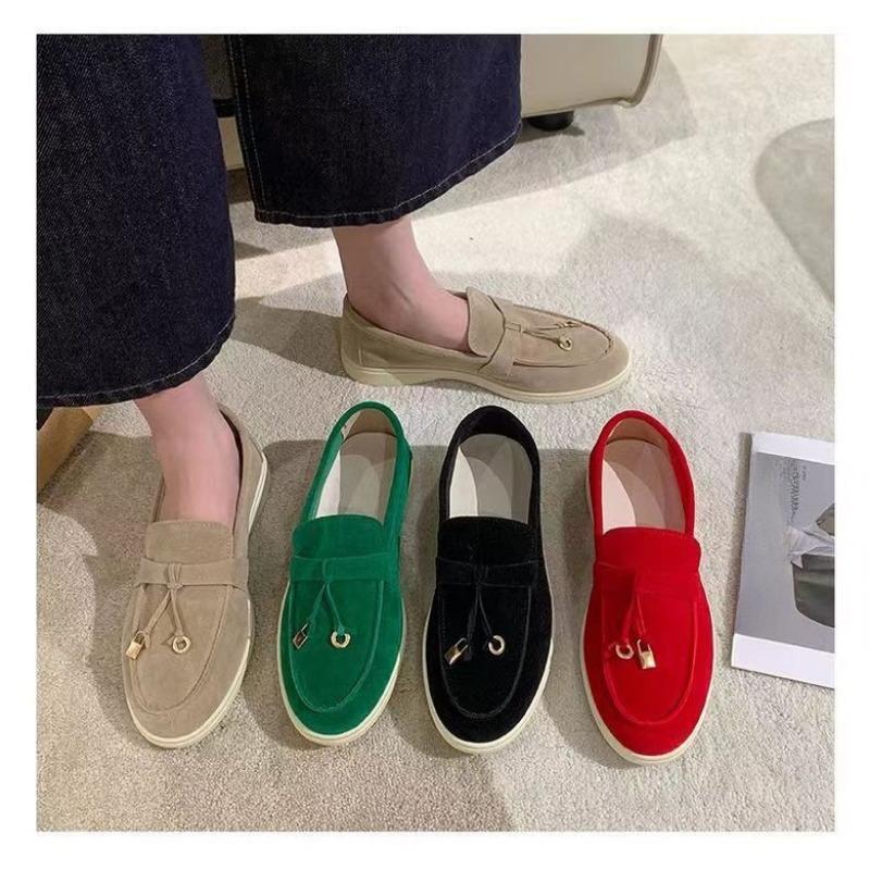 Suede Flat Bottomed Oversized Low Top Single Shoe for Women, with A Soft Sole and Lightweight Solid Color Sole, Suitable for Wearing On The Sole