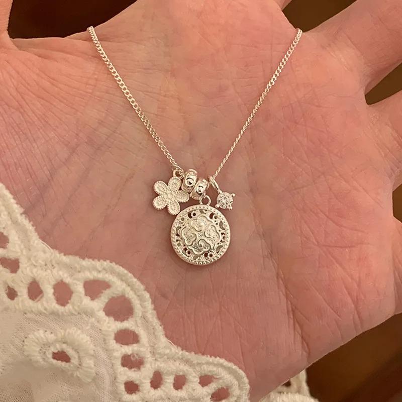 925 Silver Necklace Cute Five Pointed Star Smile Dimple Pendant for Women Girl Jewelry Gift