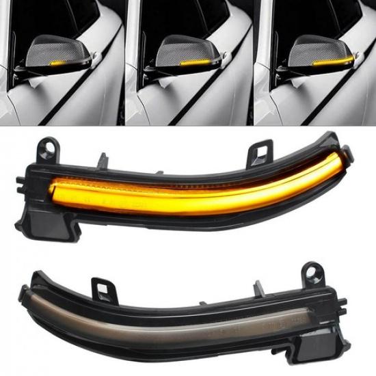 1 Pair Dynamic Smoked LED Side Mirror Turn Signal Lights For BMW F30 F31 F35 F80