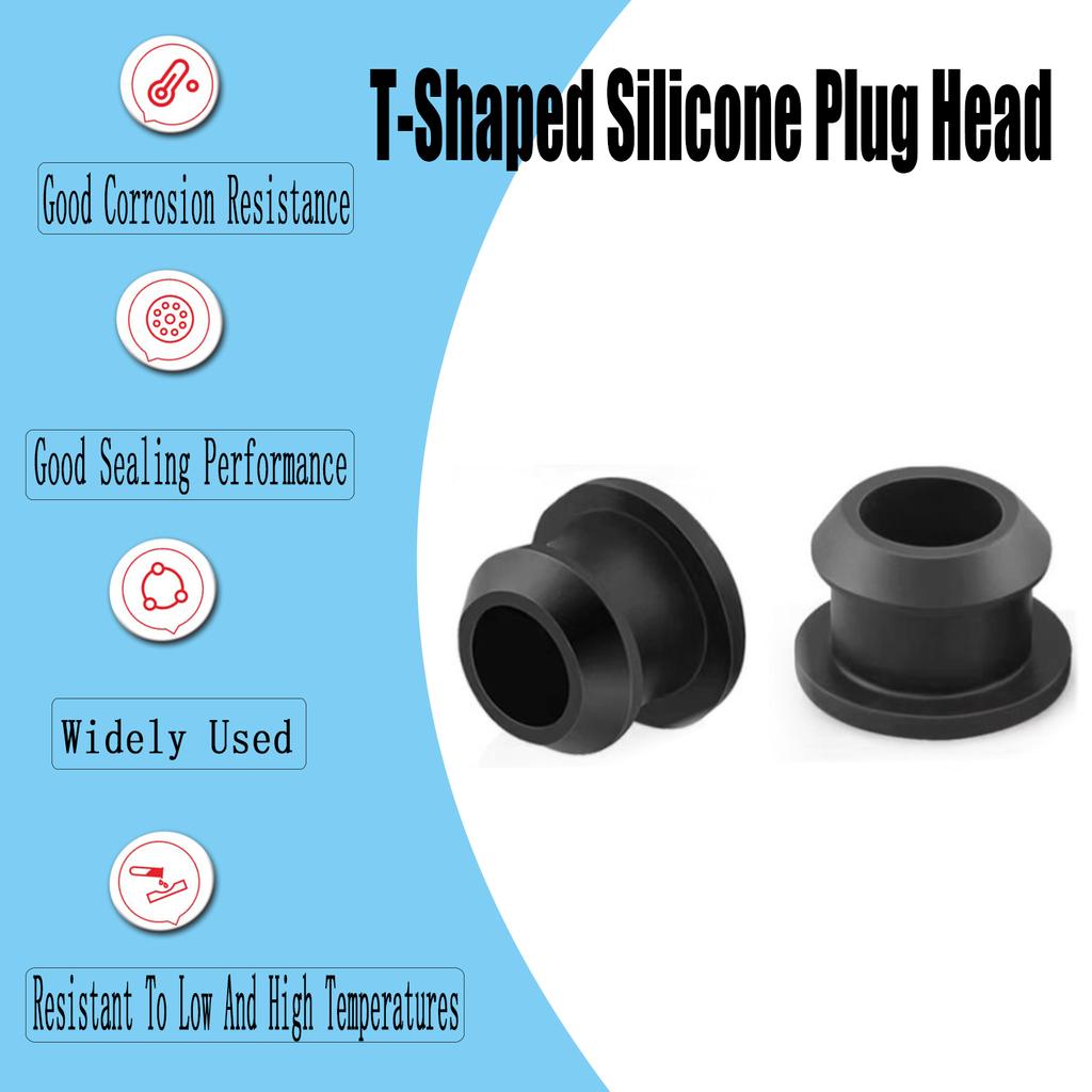 5 Stück 2,5-15mm Schwarz Konisch Aufschnappbar Silikonkautschuk T-Typ Stopfen Blindkappen Rohreinsätze Stopfen Beweis Hohe Temperatur